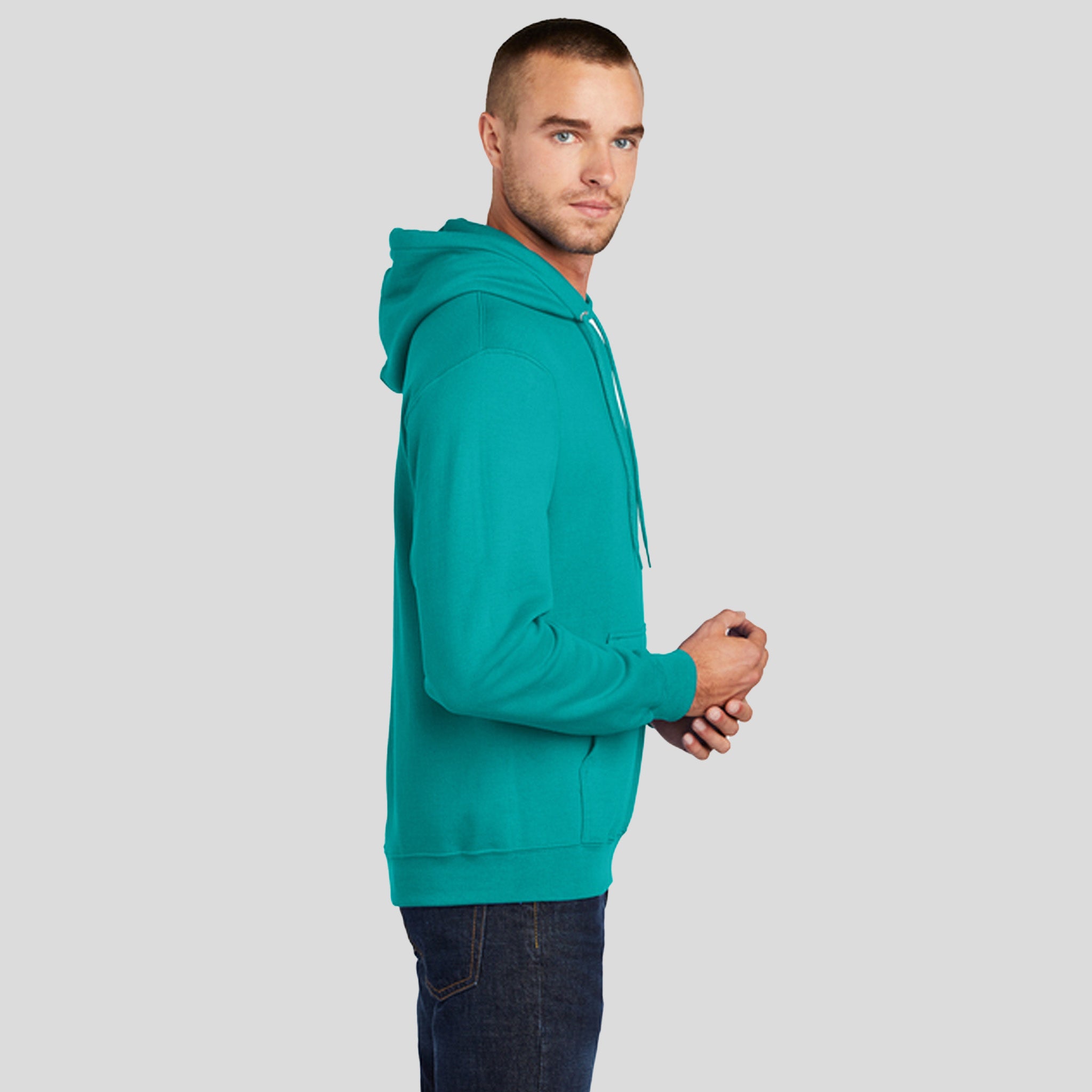 Men's Core Fleece Pullover Hooded Sweatshirt | Bright Aqua