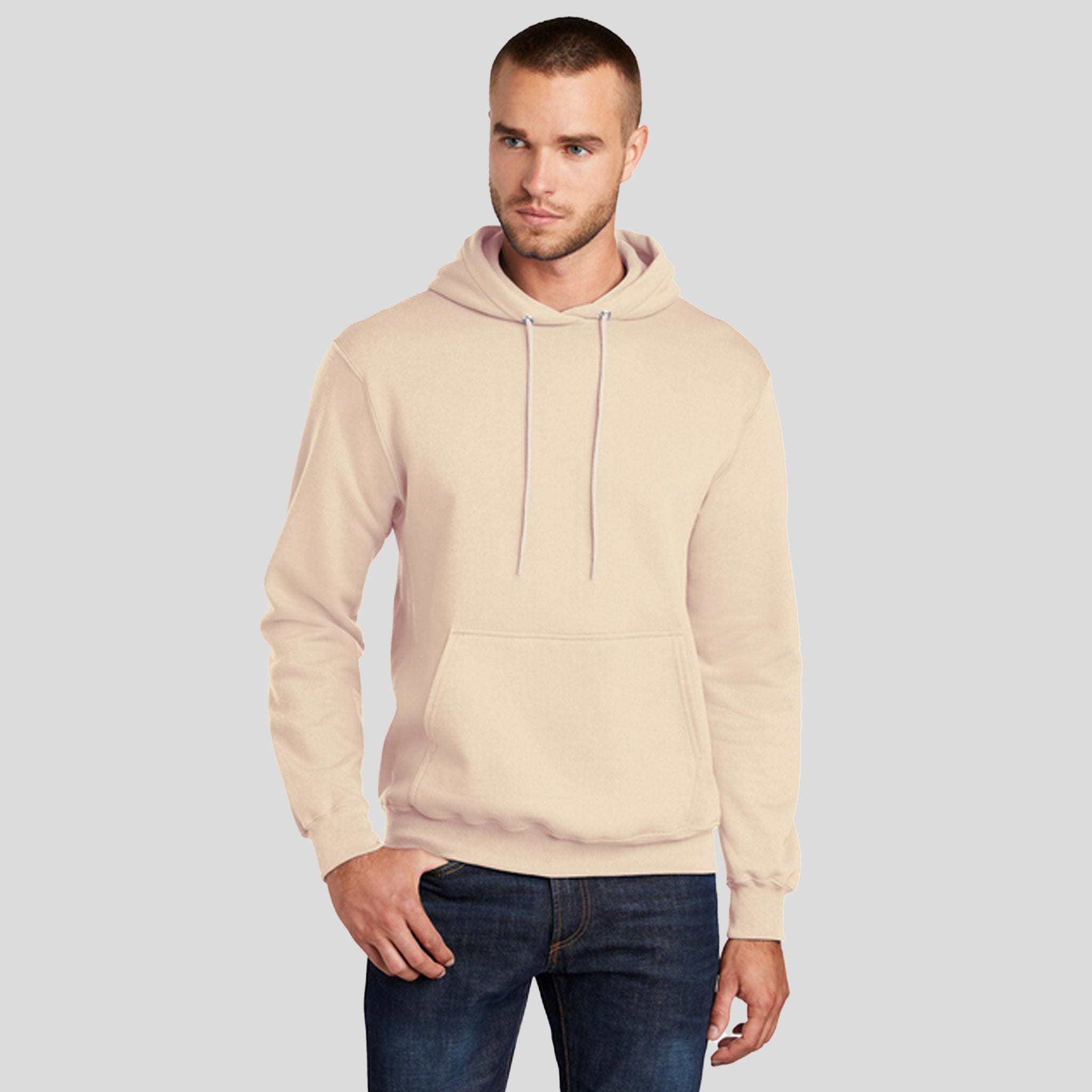 Men's Core Fleece Pullover Hooded Sweatshirt | Creme