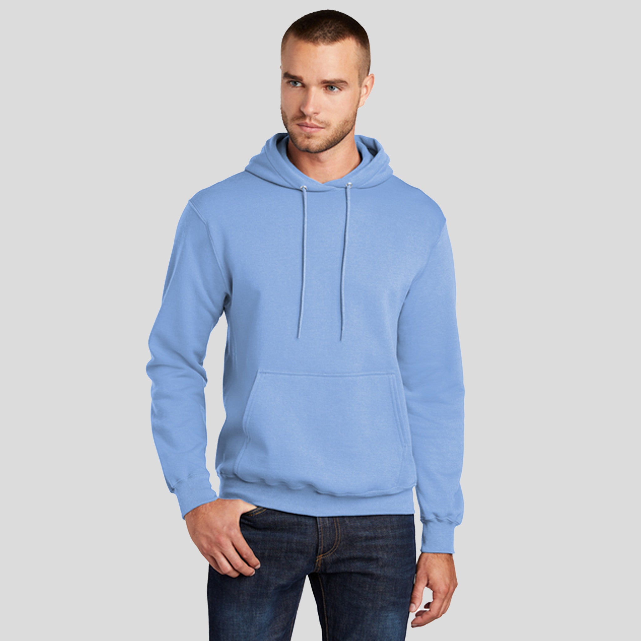 Men's Core Fleece Pullover Hooded Sweatshirt | Light Blue