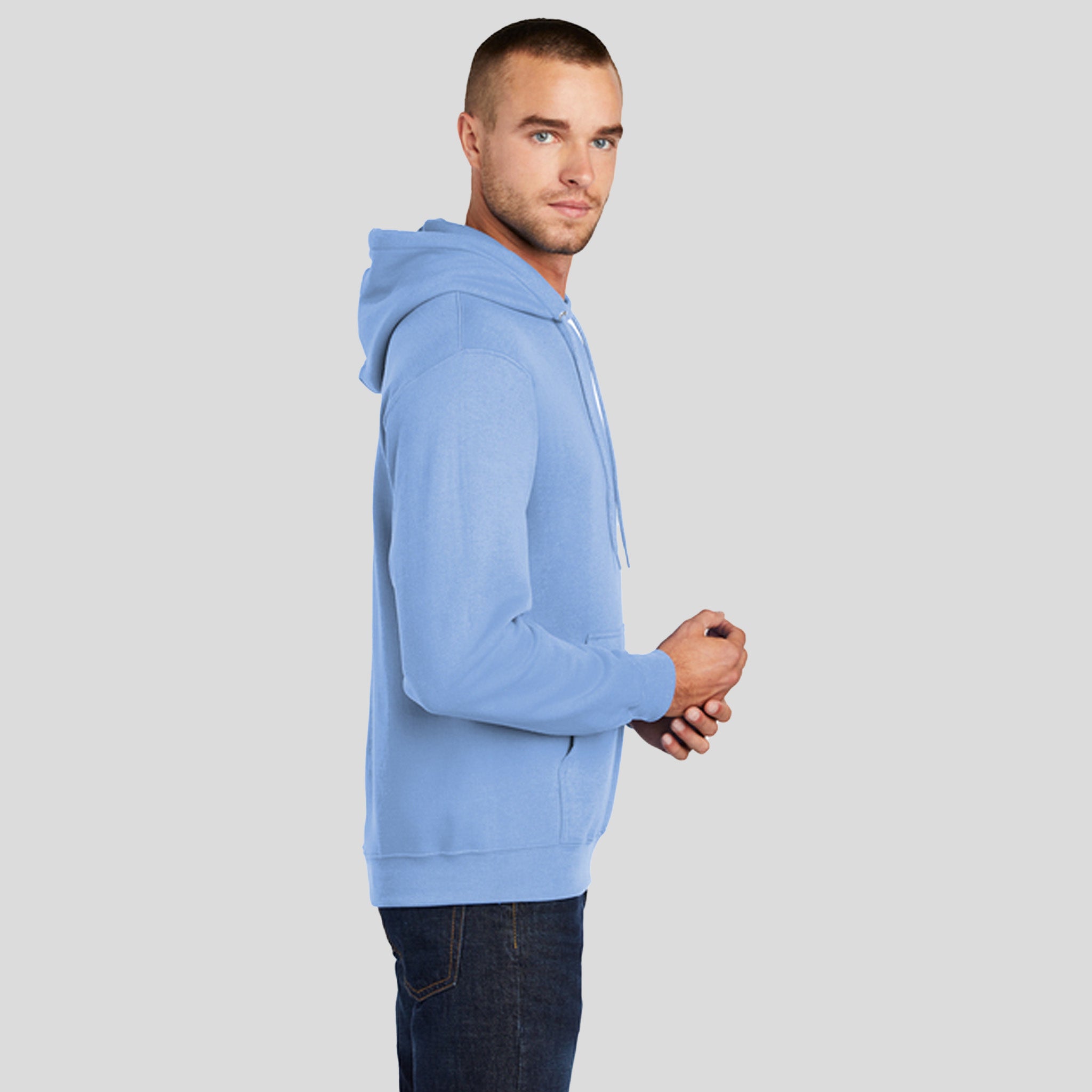 Men's Core Fleece Pullover Hooded Sweatshirt | Light Blue