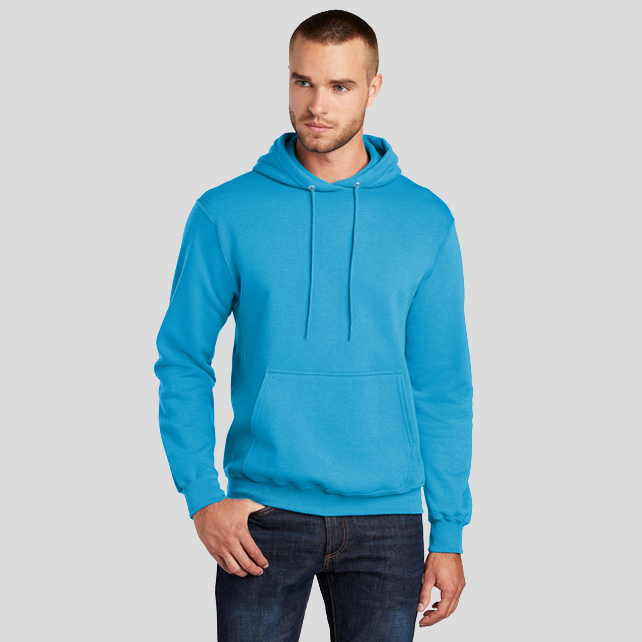 Men's Core Fleece Pullover Hooded Sweatshirt | Neon Blue