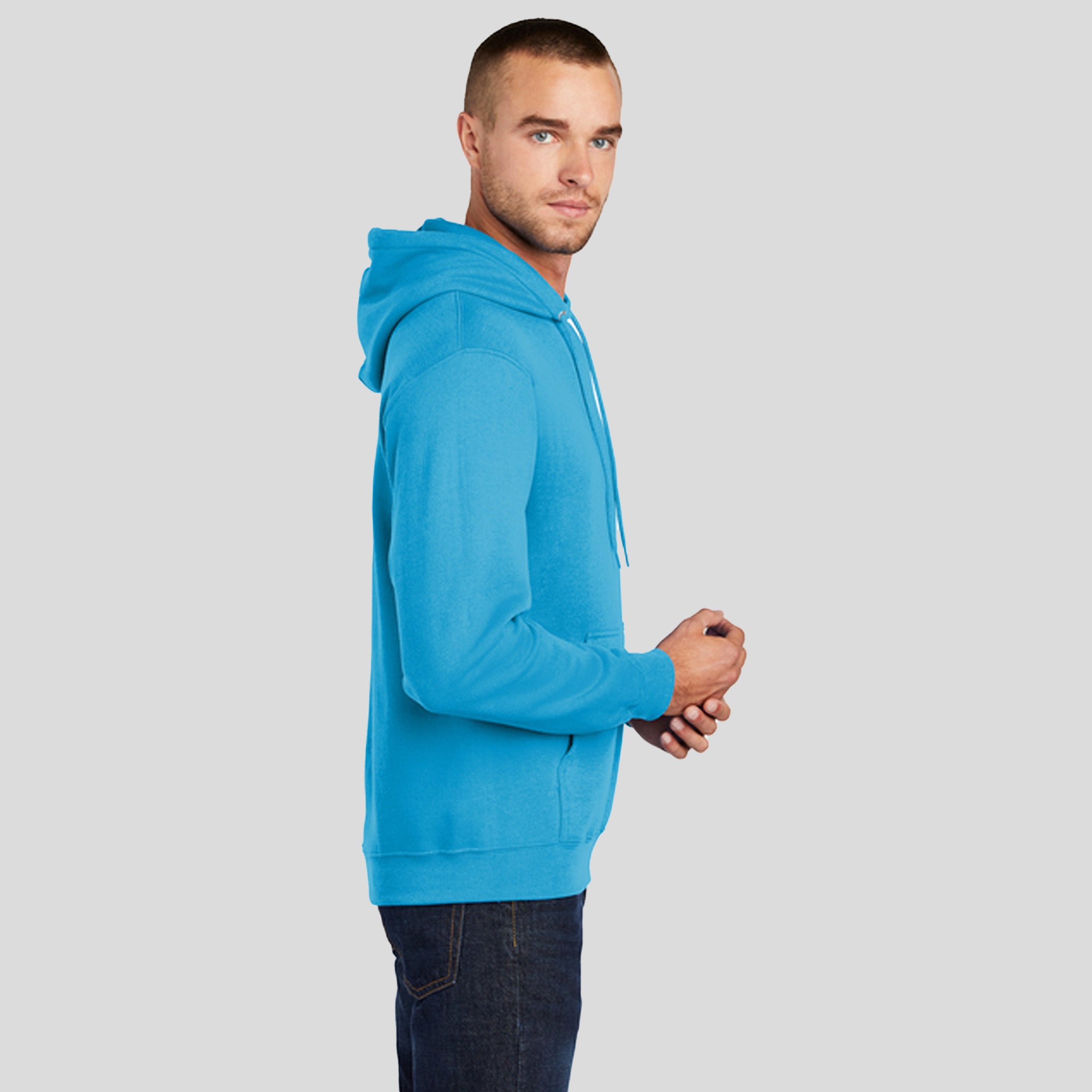 Men's Core Fleece Pullover Hooded Sweatshirt | Neon Blue