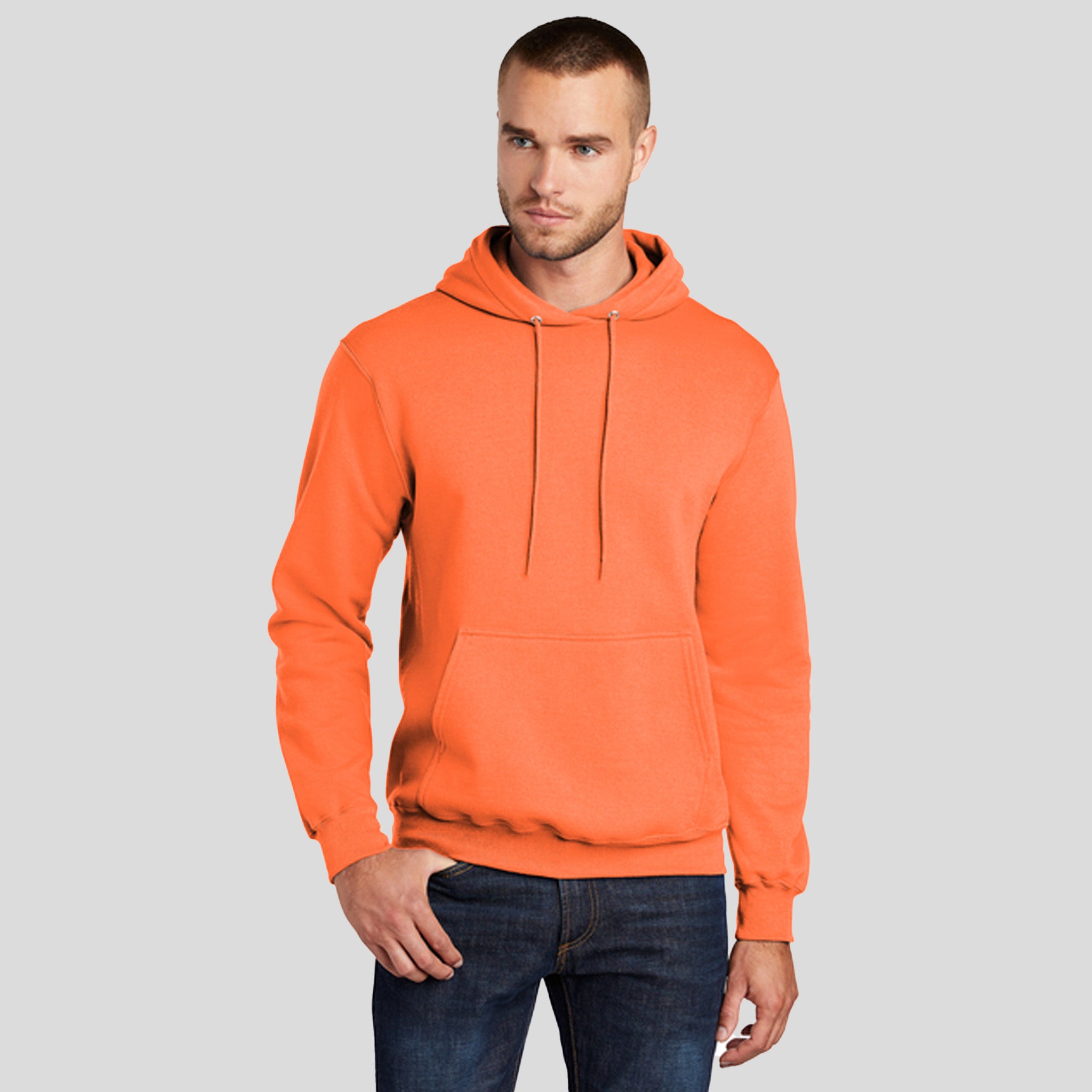 Men's Core Fleece Pullover Hooded Sweatshirt | Neon Orange