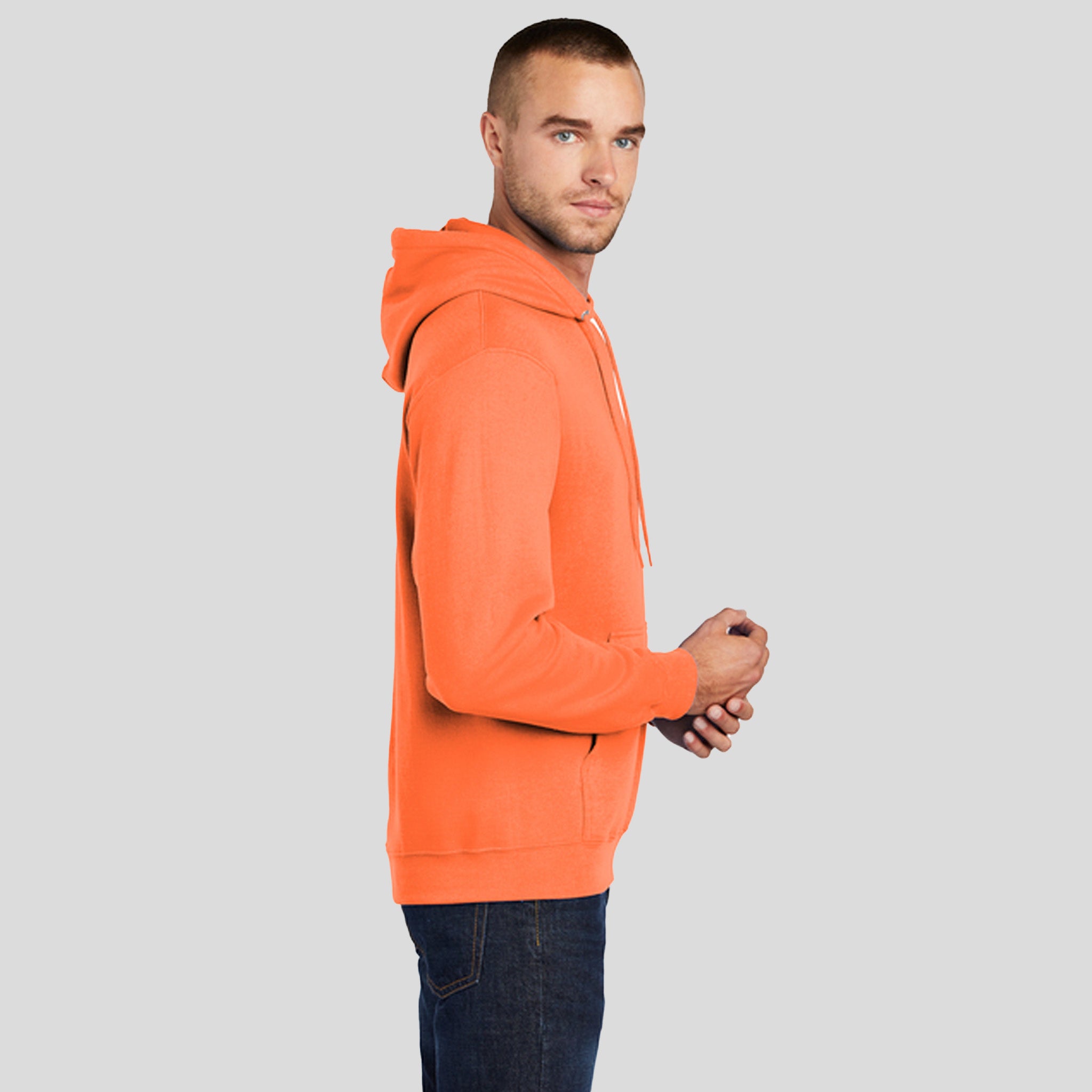 Men's Core Fleece Pullover Hooded Sweatshirt | Neon Orange