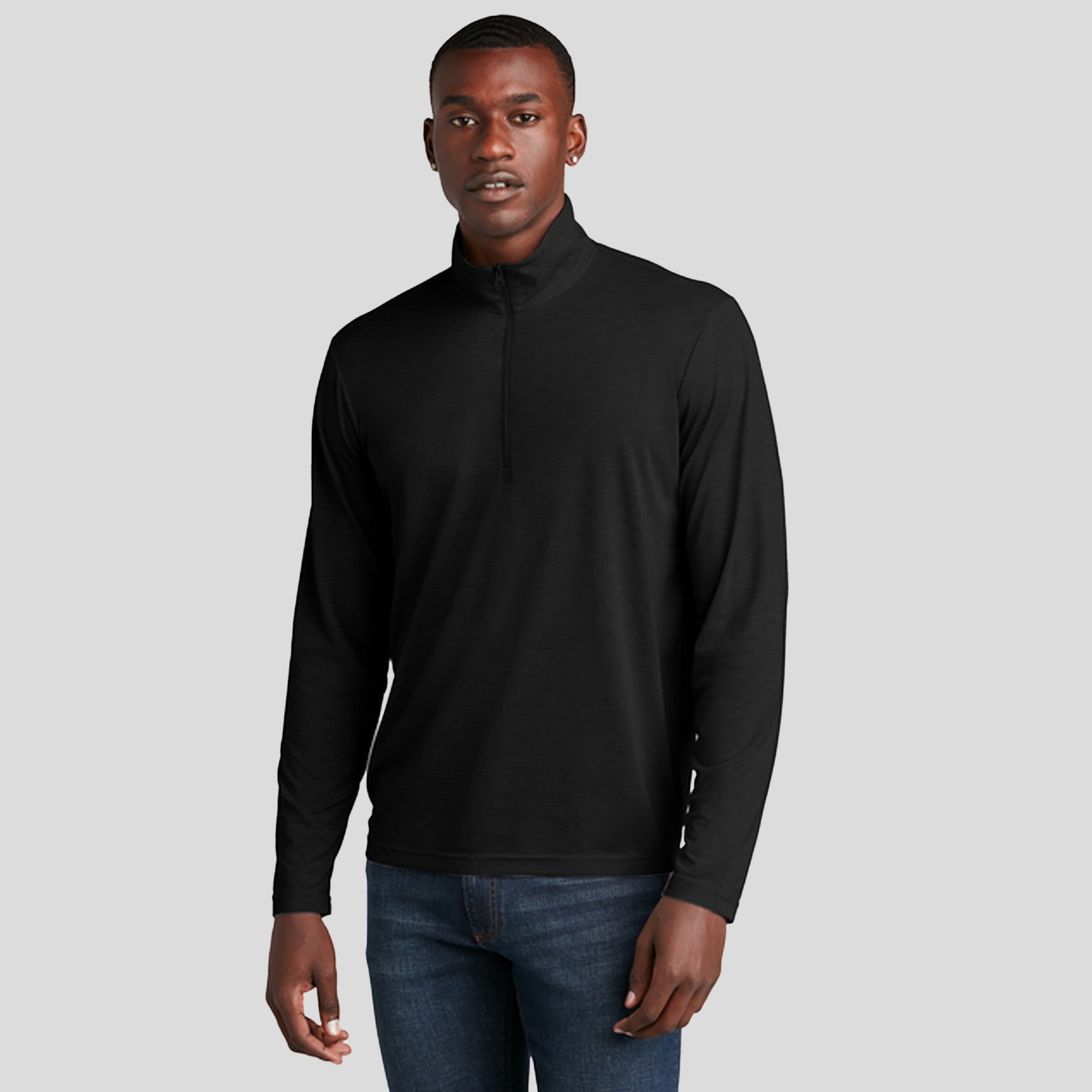 Men's PosiCharge ® Tri-Blend Wicking 1/4-Zip Pullover | Black Triad Solid