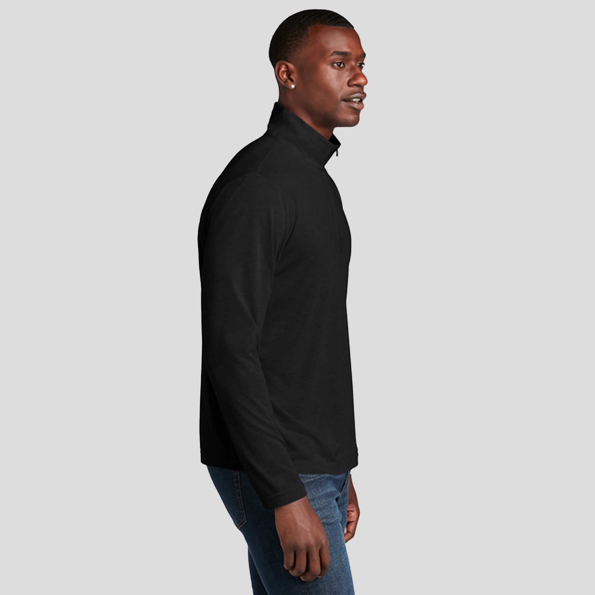 Men's PosiCharge ® Tri-Blend Wicking 1/4-Zip Pullover | Black Triad Solid