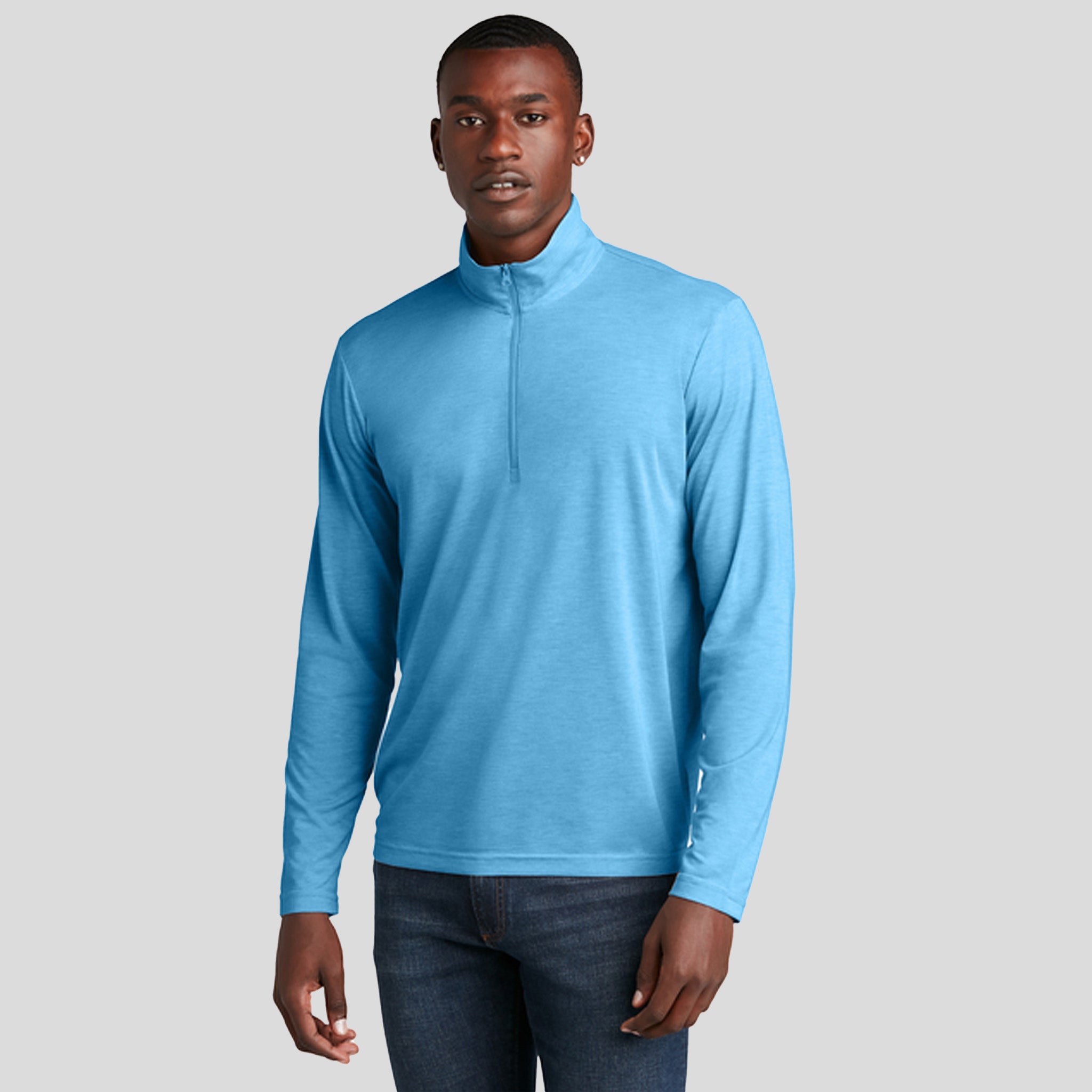Men's PosiCharge ® Tri-Blend Wicking 1/4-Zip Pullover | Pond Blue Heather
