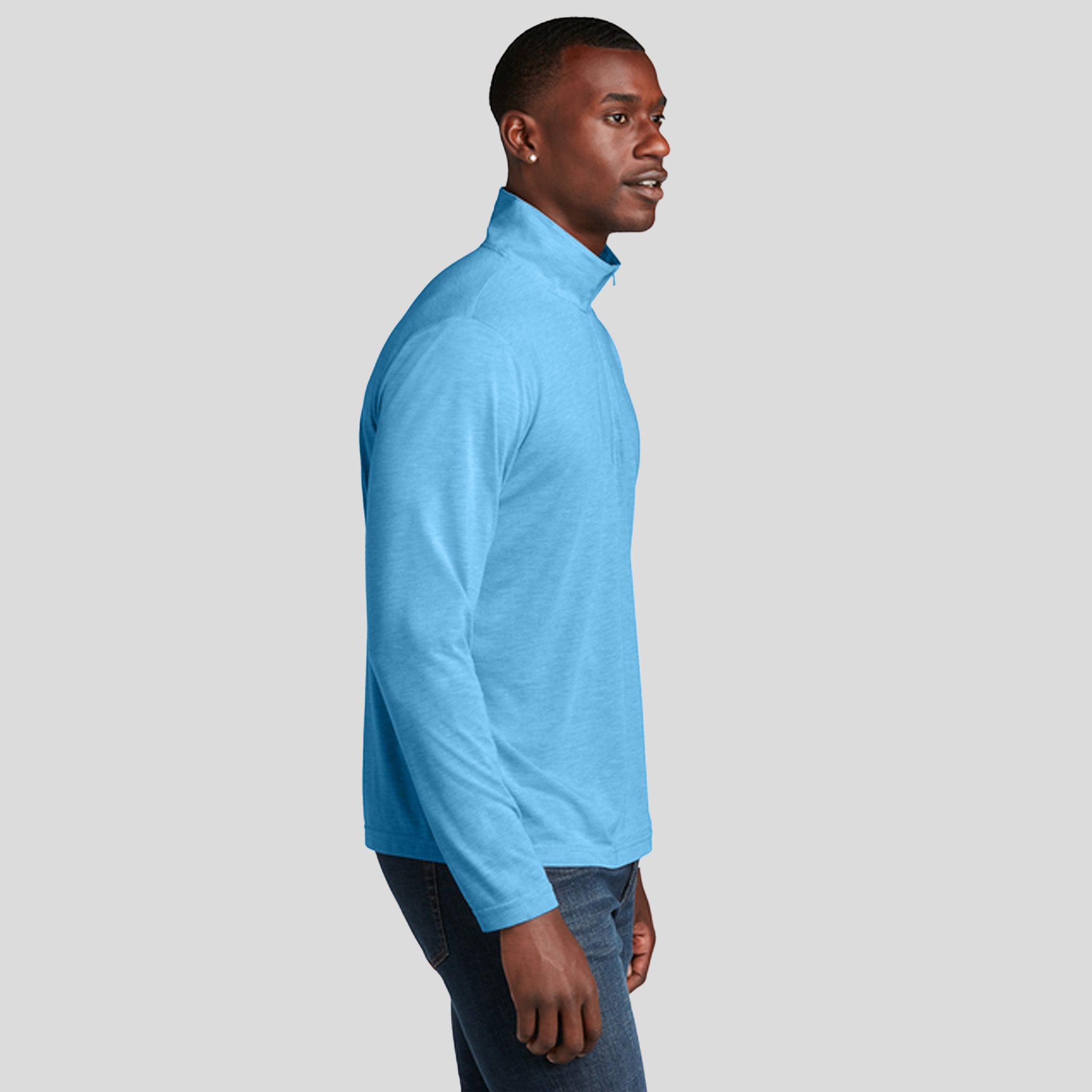 Men's PosiCharge ® Tri-Blend Wicking 1/4-Zip Pullover | Pond Blue Heather