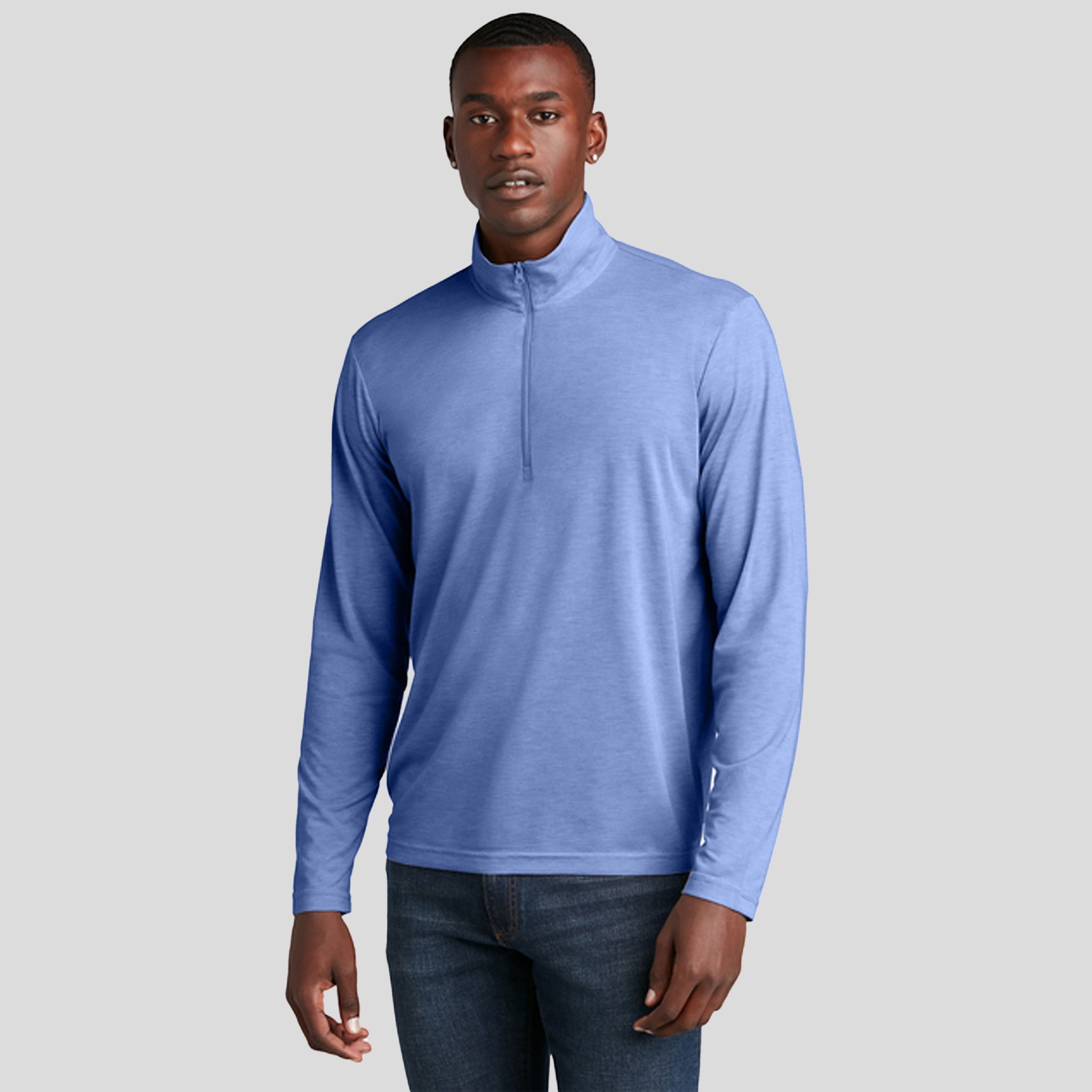 Men's PosiCharge ® Tri-Blend Wicking 1/4-Zip Pullover | True Royal Heather
