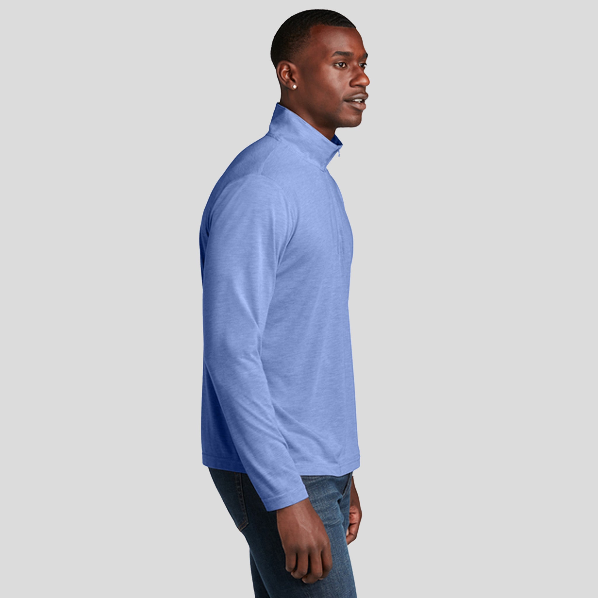 Men's PosiCharge ® Tri-Blend Wicking 1/4-Zip Pullover | True Royal Heather