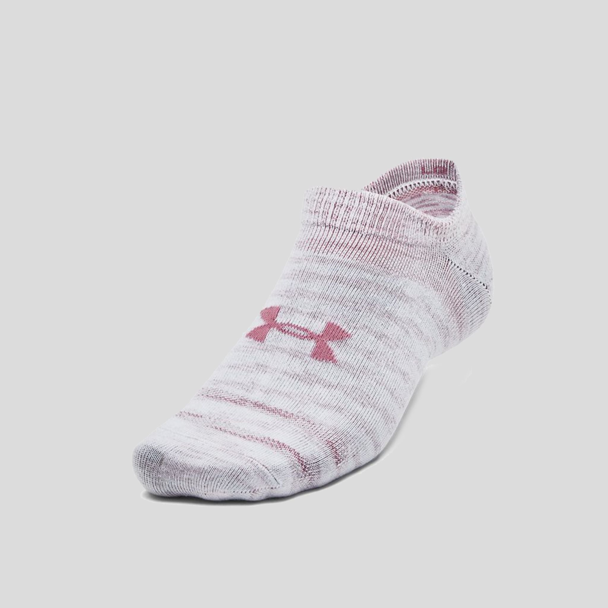 Unisex UA Essential 3-Pack No-Show Socks | White/Pink Elixir