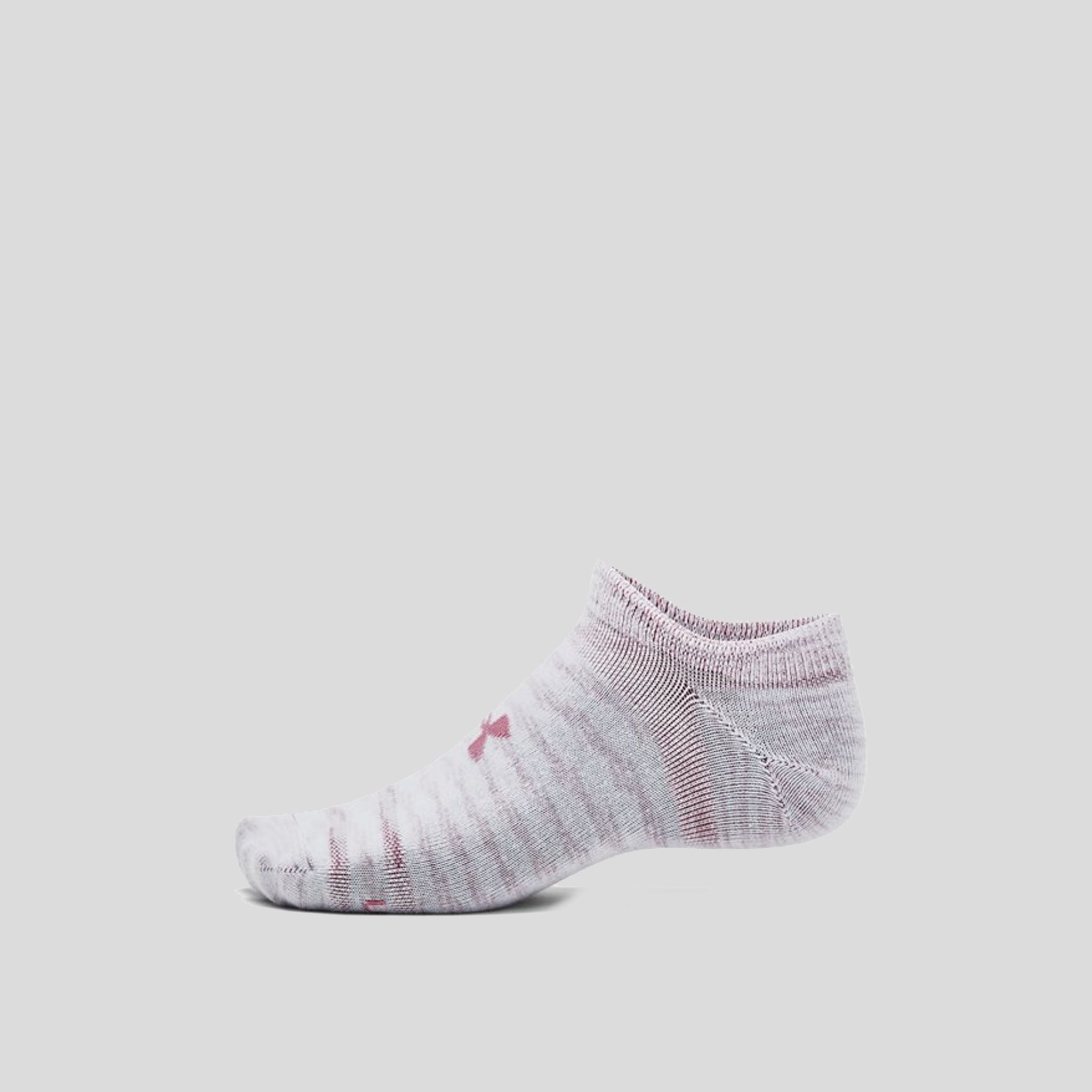 Unisex UA Essential 3-Pack No-Show Socks | White/Pink Elixir
